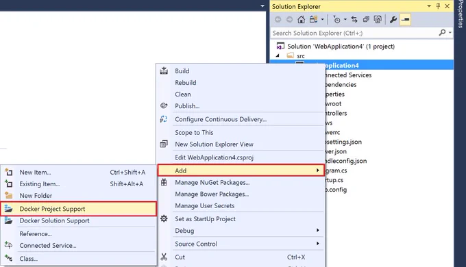 Here are some simple steps to getting #Docker support added into #VS2017, https://blogs.msdn.microsoft.com/pakistan/2017/01/20/visual-studio-2017-brings-docker-home/ thanks to @Usman_Ur_Rehman