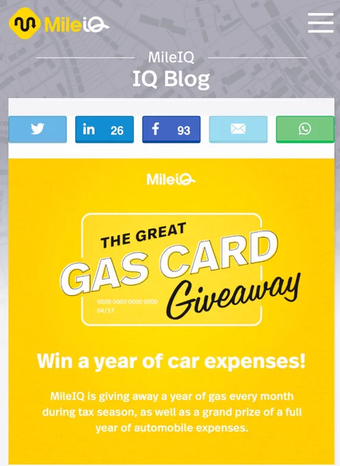 ‪Download #Free #CellApps #mileagetracking app - ‬
‪https://www.mileiq.com/invite/EVGYO‬
‪Win years worth of gas! ‬
‪New winner monthly #Contest ends April 17📲‬