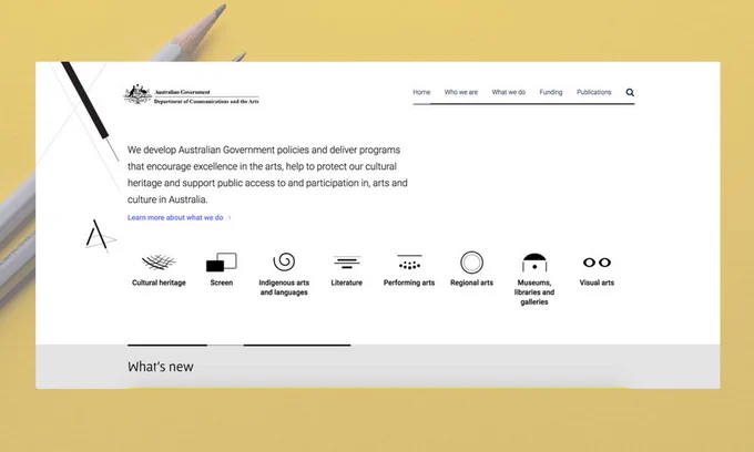 A screenshot of the new Arts website.