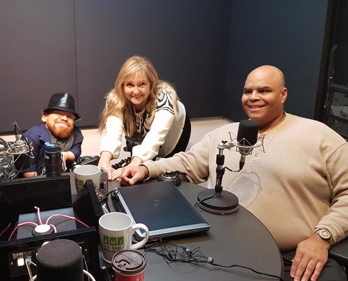 Andre H. Arruda in our studio with our hosts Sharon Caddy and Kelly MacDonald