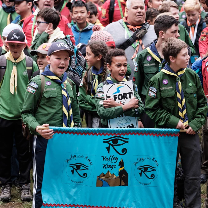 A group of scouts at the Scouts Jamboree on the weekend.