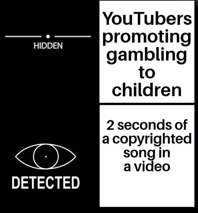 Youtube cannot identify gambling promoters while it can easily identify them asshole copyrighted songs