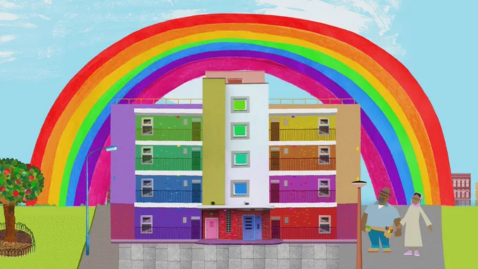 A rainbow over Apple Tree House!