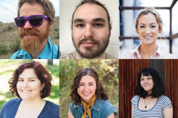 headshots of 6 speakers tagged in tweet