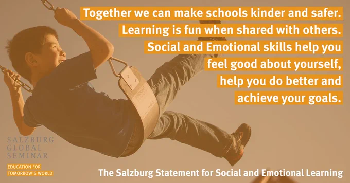 Together we can make schools kinder and safer. Learning is fun when shared with others. Social and Emotional skills help you feel good about yourself, help you do better and achieve your goals.