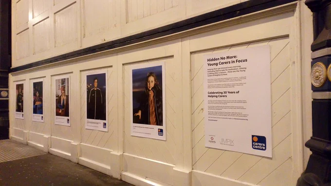 Photos in a row at Brighton Station