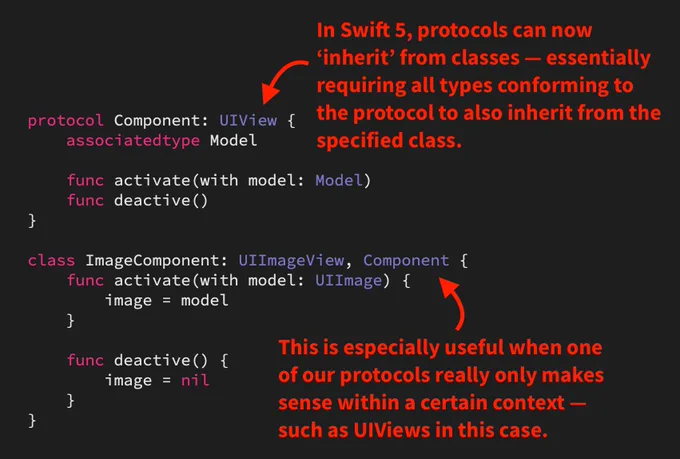 Code sample showing a protocol inheriting from a class