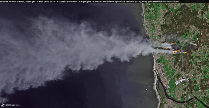 Wildfire near Marinhas, Portugal. Copernicus/Pierre Markuse