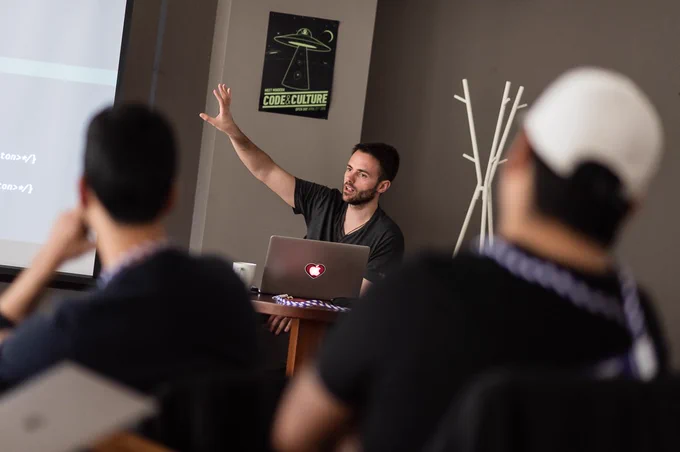 Kitze giving a workshop at typeof conf