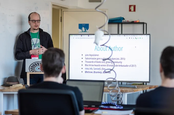 Juho giving a workshop at typeof conf