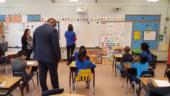 Dr. Repollet touring classrooms