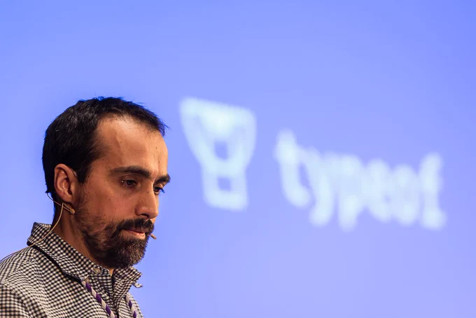 Close-up of José Fonseca speaking at typeof conf