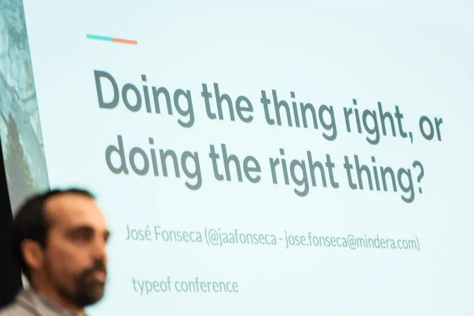 Close-up of José Fonseca's slides, while speaking at typeof conf