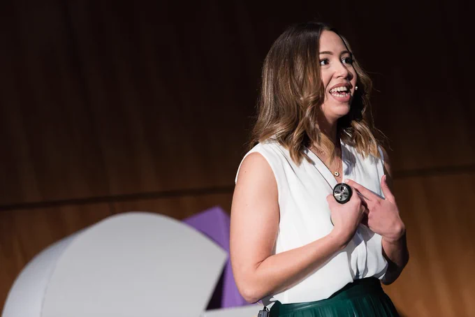 Joana Galvão speaking at typeof conf
