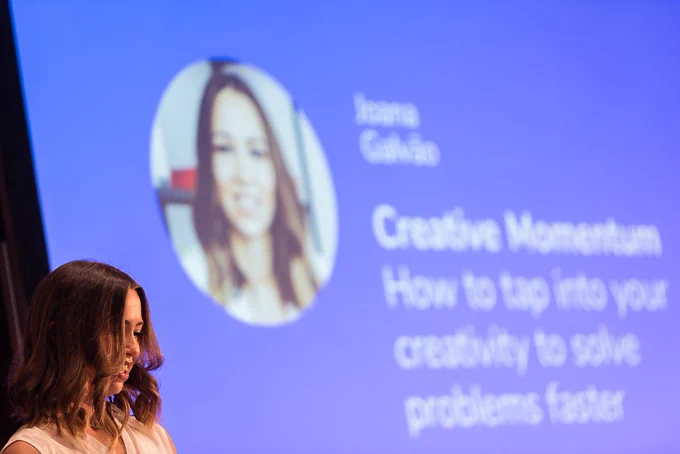 Joana Galvão speaking at typeof conf
