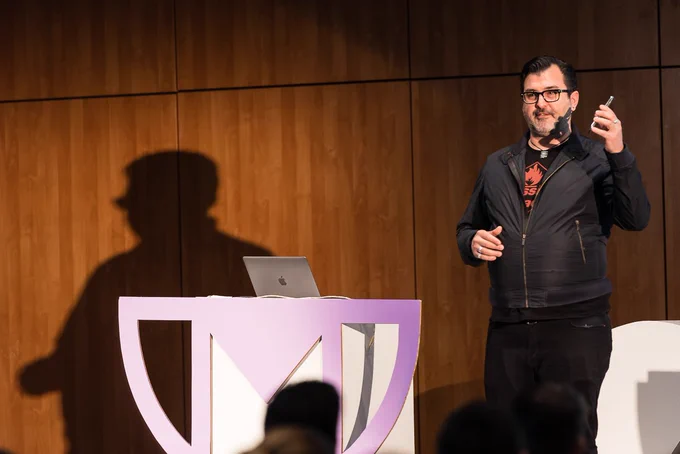 Andrei Herasimchuk speaking at typeof conf