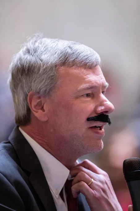 Rep. Pat Sullivan's "Frank Stache" wasn't adhering well