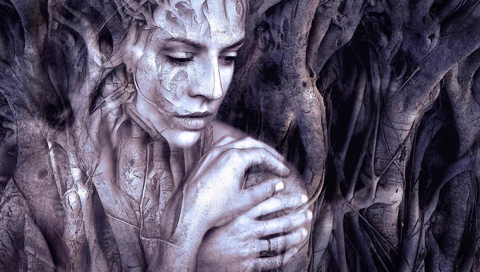 Woman and tree merged.