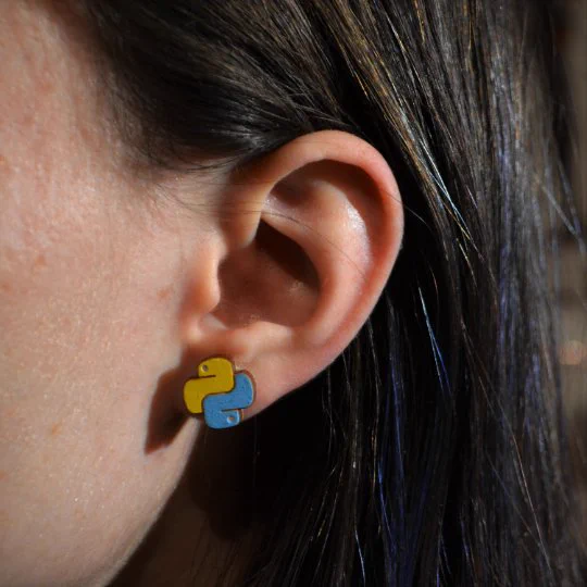Very cute Python-logo shaped earrings.