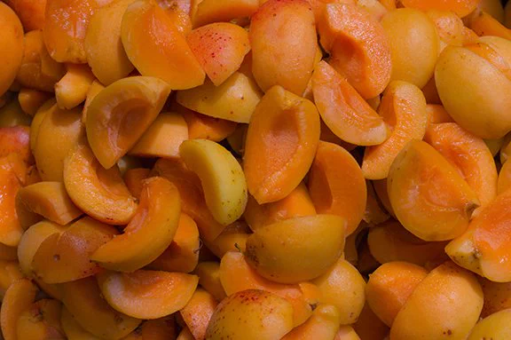 Fresh juicy apricots chopped in quarters