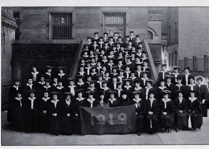 Photo of Teachers College Class off 1919, via PocketKnowledge. https://pk.tc.columbia.edu/item/18122?fileId=23064