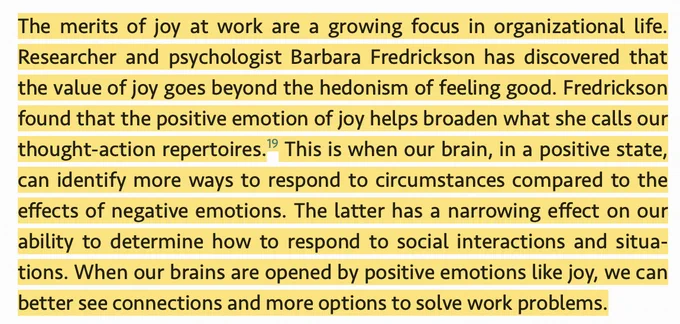 Excerpt beginning: "The merits of joy at work..."