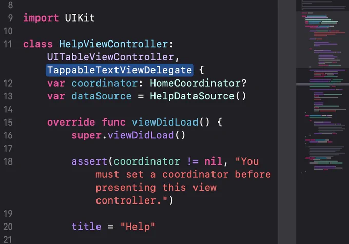 The mini-map in Xcode 11.