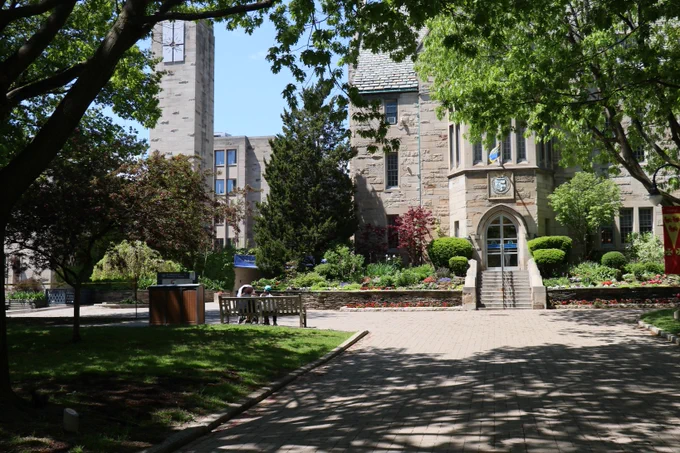 A view of Brennan Hall on the campus of St. Michael's College in the University of Toronto.