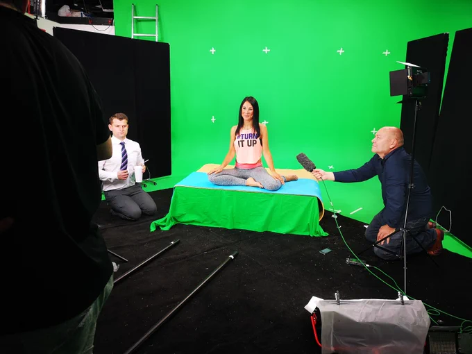 green screen filming in the infinity cove studio at Galleon Studios