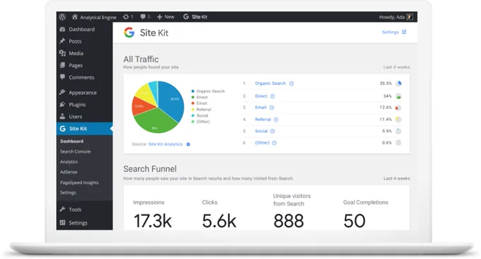 Google Site Kit screenshot
