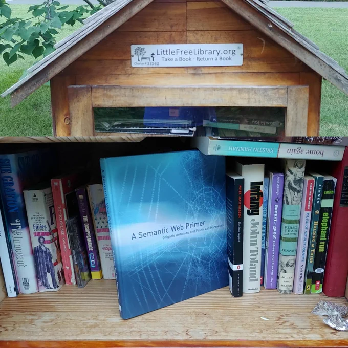 A Semantic Web Primer, 2004 book left at a Little Free Library