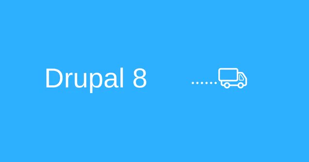 Text reading 'Drupal 8' beside a small truck.
