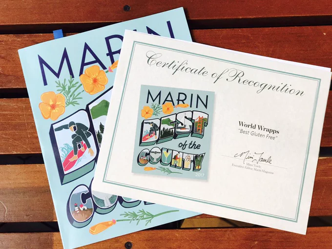 Marin Magazine, Best Gluten Free Certificate