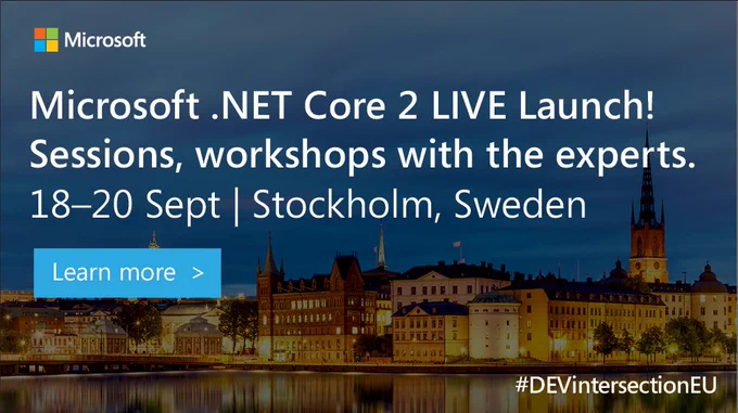 What can you expect from the #opensource .NET Core 2 launch? Get the scoop from @coolcsh. #DEVintersectionEU. Watch: https://www.youtube.com/watch?v=fGxGeP7b8j0