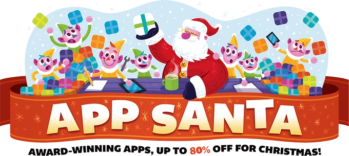 App Santa getting discounted apps ready with his elf helpers!