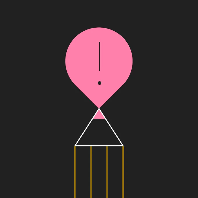 Illustration showing a pencil with an exclamation mark.