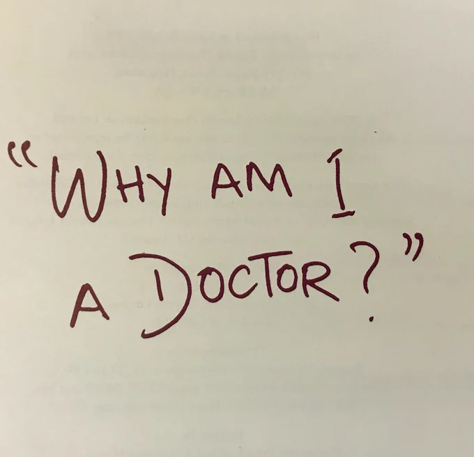 A phrase in inverted commas saying Why Am I a Doctor?