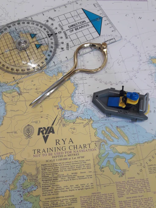 navigation charts and model boat