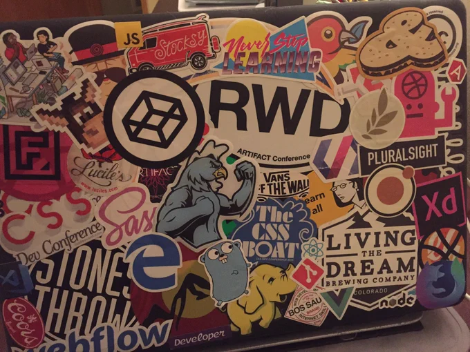 Sticker covered MacBook Pro