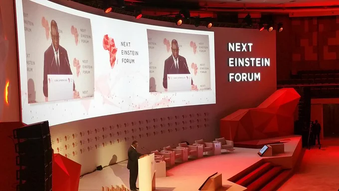 H.E Macky Sall, President of Senegal, addresses the audience at the Next Einstein Forum in Kigali, Rwanda