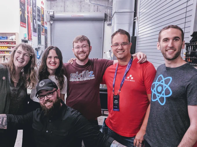 Becca, Laura, TJ, Jamon, Eli, and Jason backstage at Chain React.