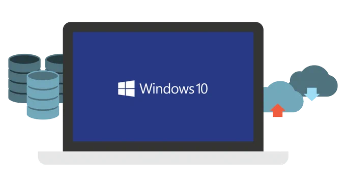 Illustration of computer running Windows 10