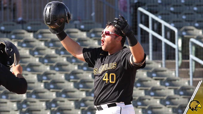 Jorge Garcia celebrates his 3-run home run.