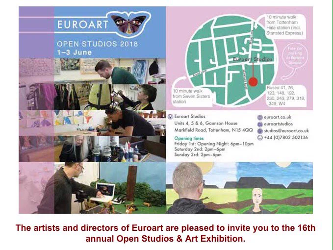 Advert for EuroArts Open Studio weekend 1-3June