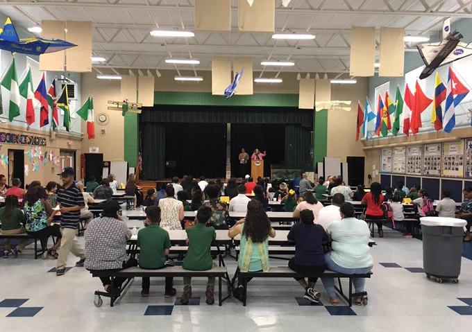 students and their families at the behavior hall of fame induction ceremony