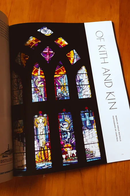 page from distilled magazine showing beautiful stained glass window