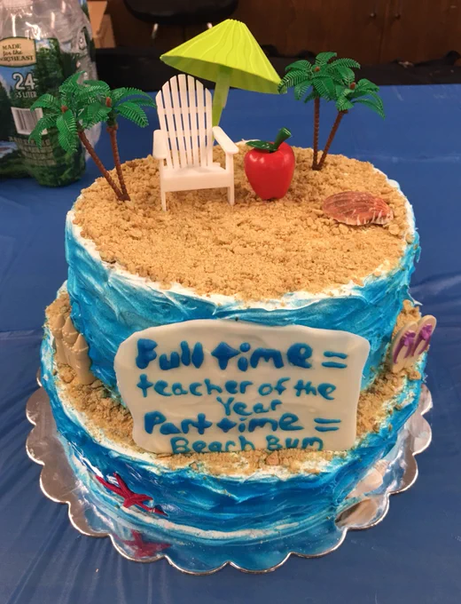 Teacher of the year beach-themed cake