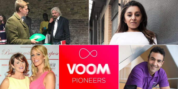Some pioneers and the VOOM Pioneers logo