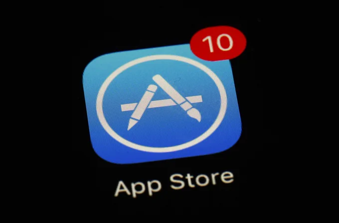 A photograph of the Apple App Store logo.