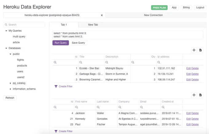 Data Explorer for Heroku PostgreSQL